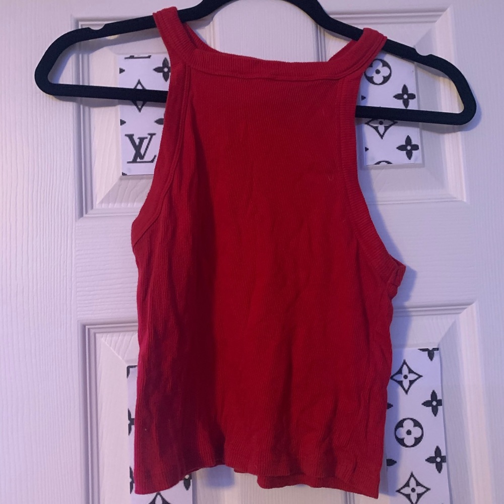 red halter crop top